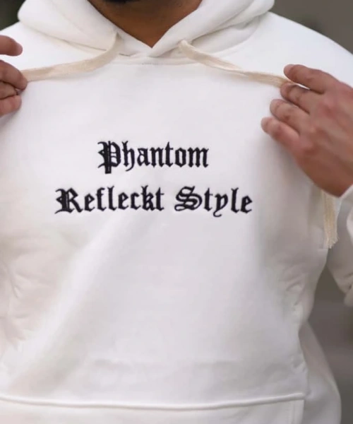 Beyaz İçi Polarlı Şık Erkek Eşofman Takımı Paça Lastikli Cepli Kapüşonlu Nakış Detaylı Compact Takım