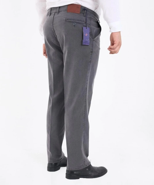 Gri Büyük Beden Erkek Likralı Battal Yüksek Bel Kot Pantolon Rahat Kesim Jean Denim