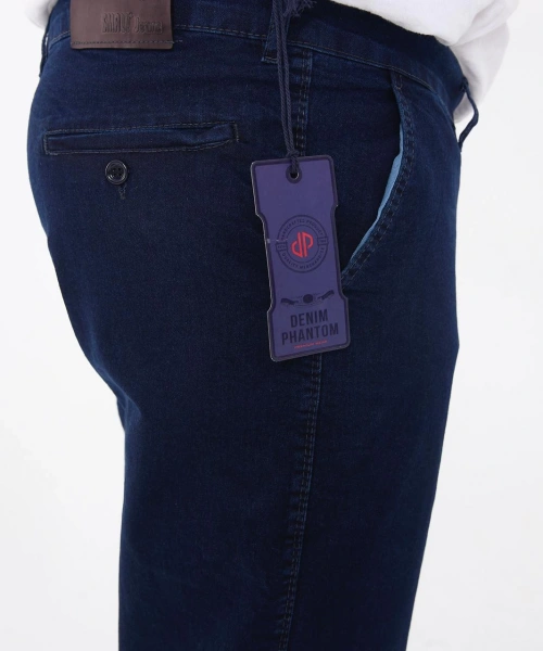 Mavi Büyük Beden Erkek Likralı Battal Yüksek Bel Kot Pantolon Rahat Kesim Jean Denim