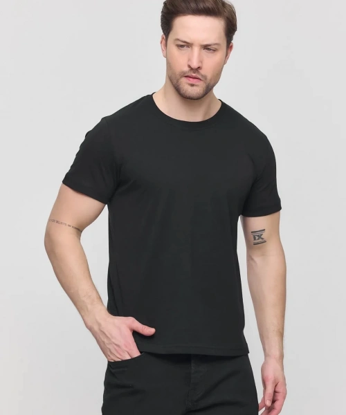 Erkek 4lü Paket Likralı Şık Pamuklu Yumuşak Dokulu Slim Fit Bisiklet Yaka Basic Tişört