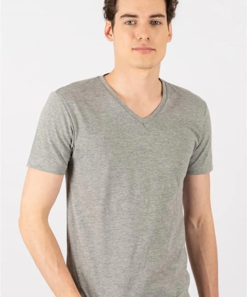 Erkek 4lü Paket Likralı Şık Pamuklu Yumuşak Dokulu Slim Fit V Yaka Basic Tişört