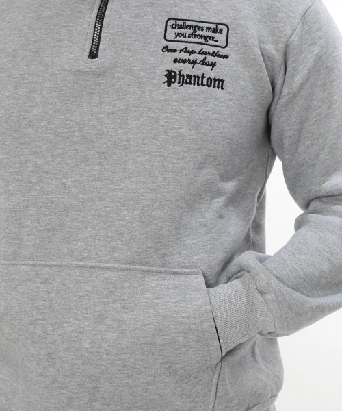 Erkek Açık Gri Standart Fit Normal Kesim Içi Polarlı Yarım Fermuarlı Dik Bato Yaka Pamuklu Sweatshirt