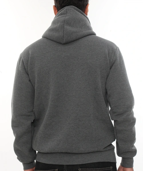 Erkek Koyu Gri Standart Fit Normal Kesim Içi Polarlı Tam Fermuarlı Kapüşonlu Pamuklu Sweatshirt