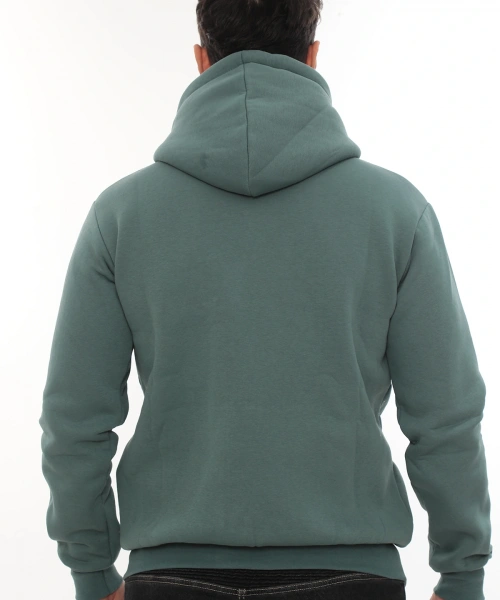 Erkek Petrol Standart Fit Normal Kesim Içi Polarlı Tam Fermuarlı Kapüşonlu Pamuklu Sweatshirt