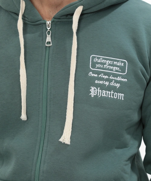 Erkek Petrol Standart Fit Normal Kesim Içi Polarlı Tam Fermuarlı Kapüşonlu Pamuklu Sweatshirt