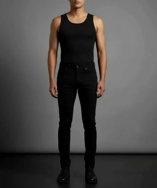 Erkek Siyah Slim Fit Likralı Boru Paça Jeans Kot Pantolon