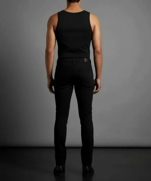 Erkek Siyah Slim Fit Likralı Boru Paça Jeans Kot Pantolon