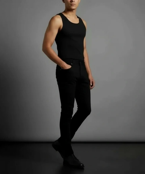 Erkek Siyah Slim Fit Likralı Boru Paça Jeans Kot Pantolon