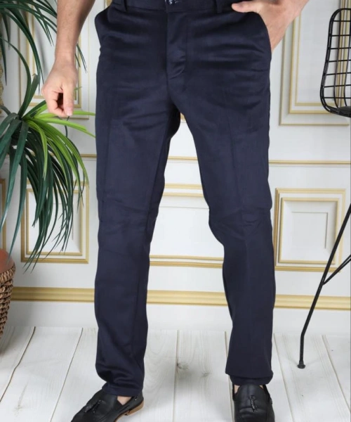 Lacivert Polarlı Kadife Pantolon Esnek Kalın Fitil Klasik Kesim Yan Cepli Astarlı Phantom Jeans