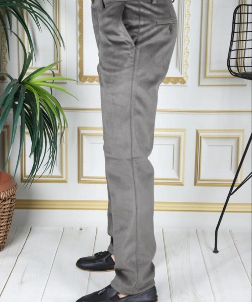 Su Yeşili Polarlı Kadife Pantolon Esnek Kalın Fitil Klasik Kesim Yan Cepli Astarlı Phantom Jeans