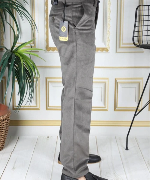 Su Yeşili Polarlı Kadife Pantolon Esnek Kalın Fitil Klasik Kesim Yan Cepli Astarlı Phantom Jeans