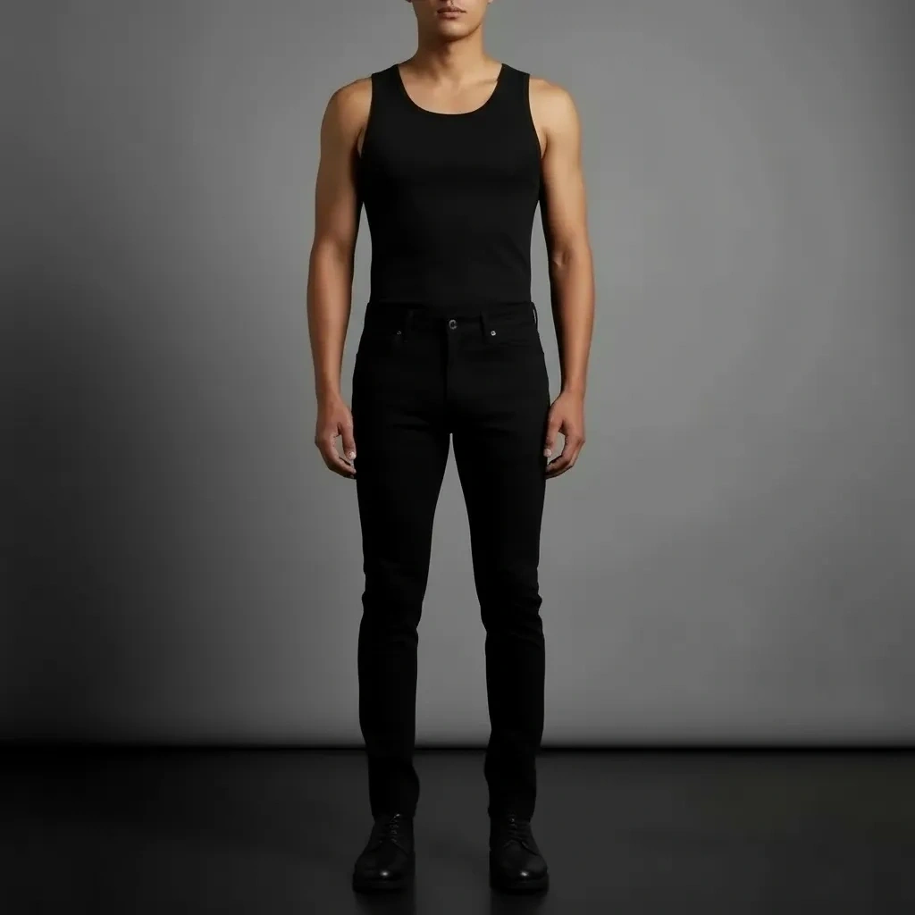 Erkek Siyah Slim Fit Likralı Boru Paça Jeans Kot Pantolon