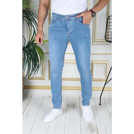 Buz Mavi Slim Fit Denim Kot Pantolon Likralı Esnek Jean Phantom Jeans