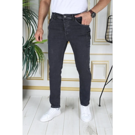 Erkek Gri-füme Regular Fit Kot Pantolon Likralı Esnek Jean Phantom Jeans