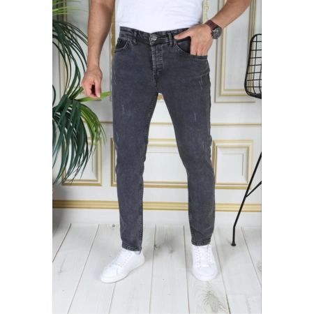 Erkek Füme Regular Fit Kot Pantolon Likralı Esnek Jean Füme/gri Phantom Jeans