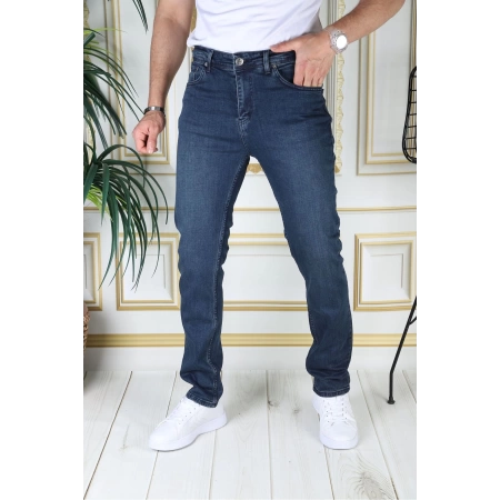 Erkek Paslı Mavi Regular Fit Rahat Kesim Esnek Likralı Denim Jeans Şık Kot Pantolon