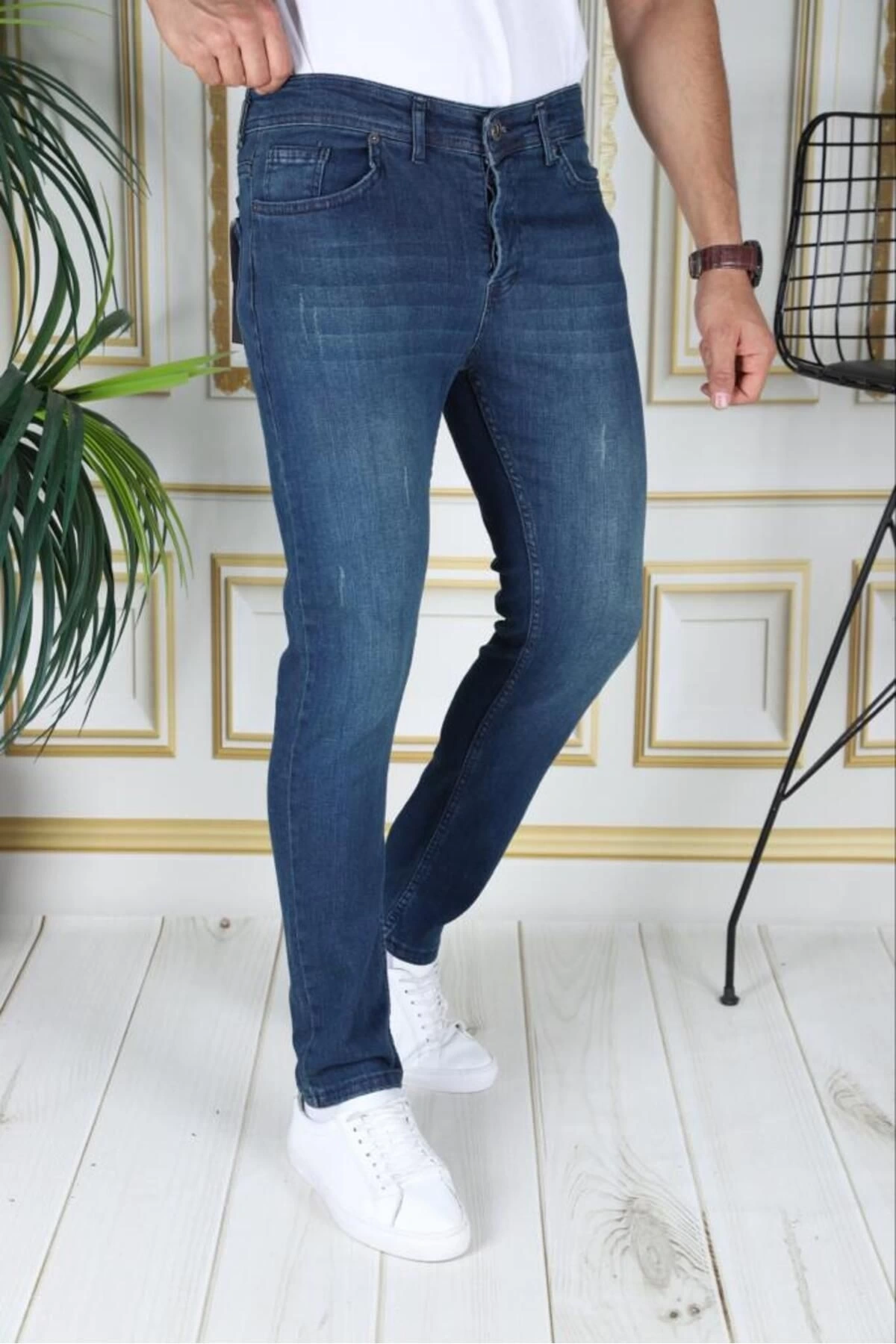 Phantom Jeans Erkek Kot Pantolon Tint Yeşil By Zıpkın Slim Fit Yıpratmalı Tırnaklı Denim Jean
