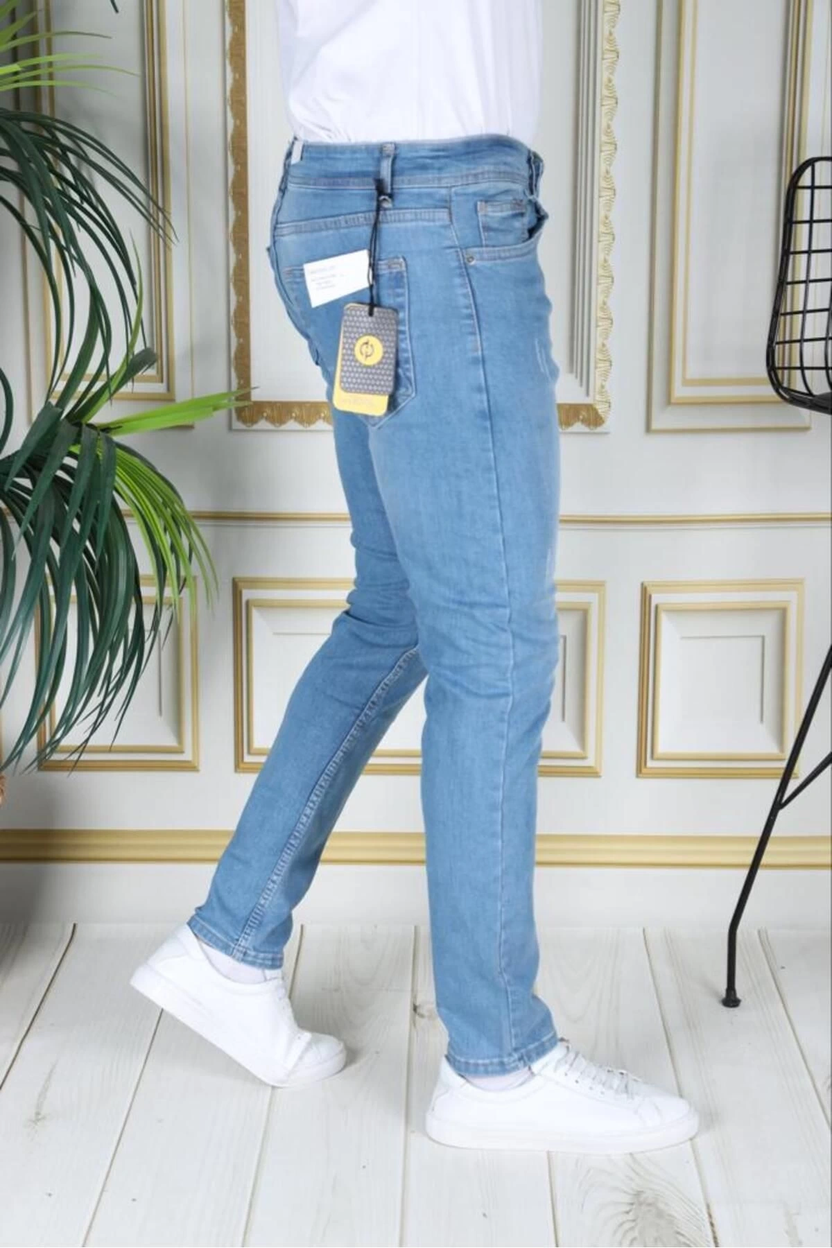 Buz Mavi Slim Fit Denim Kot Pantolon Likralı Esnek Jean Phantom Jeans