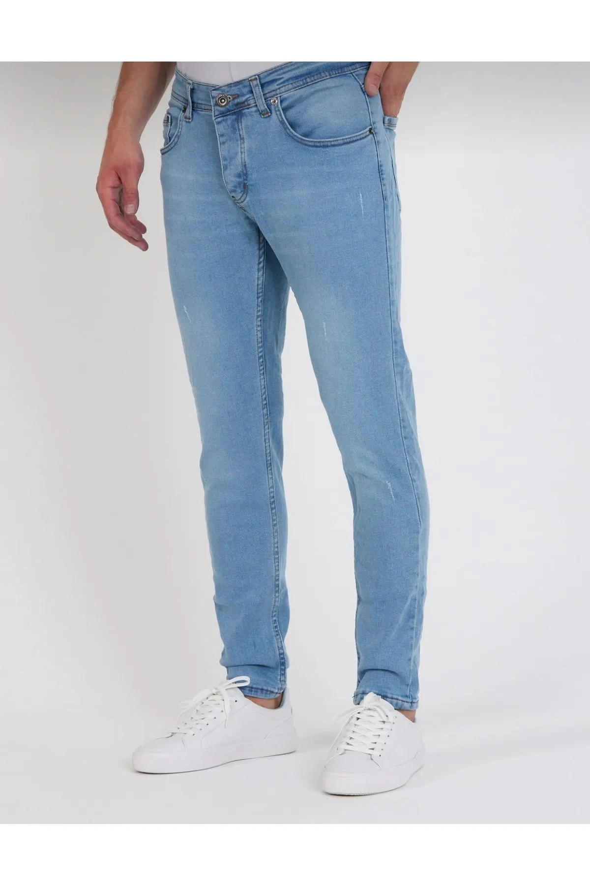 Buz Mavi Slim Fit Denim Kot Pantolon Likralı Esnek Jean Phantom Jeans