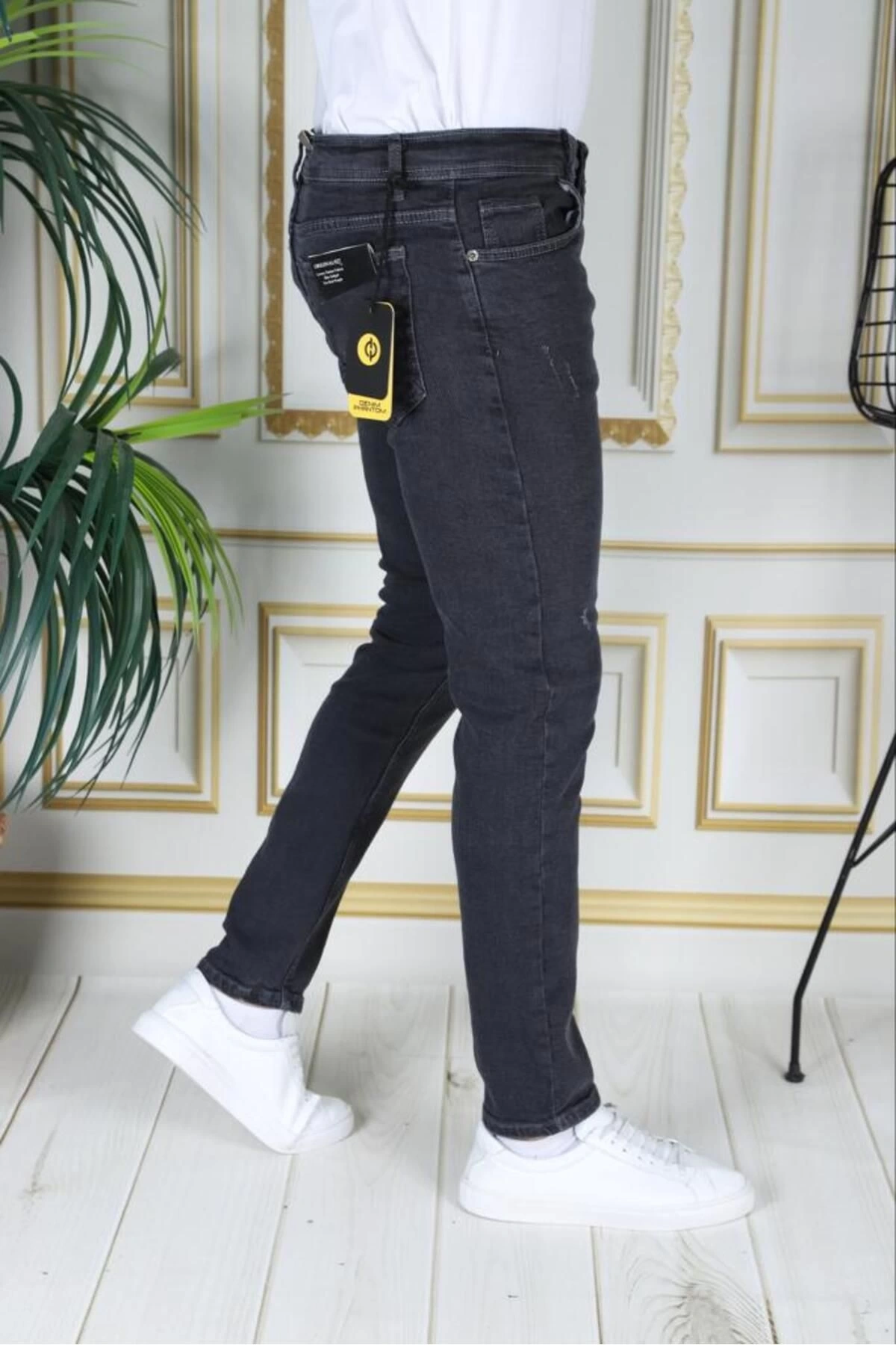 Erkek Gri-füme Regular Fit Kot Pantolon Likralı Esnek Jean Phantom Jeans