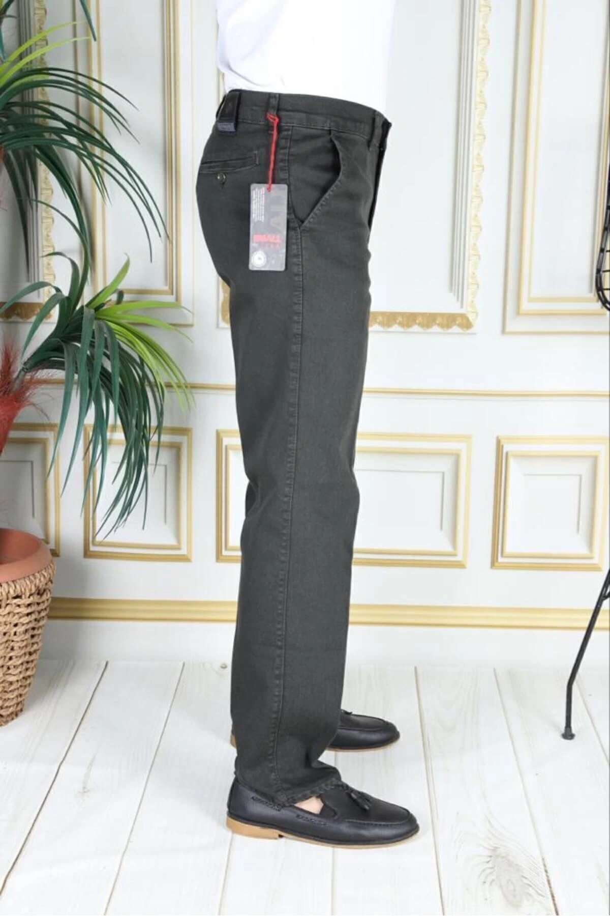 Klasik Kesim Haki Likralı Erkek Yan Cepli Klasik Kot Pantolon Baba Pantolonu Phantom Jeans By Small