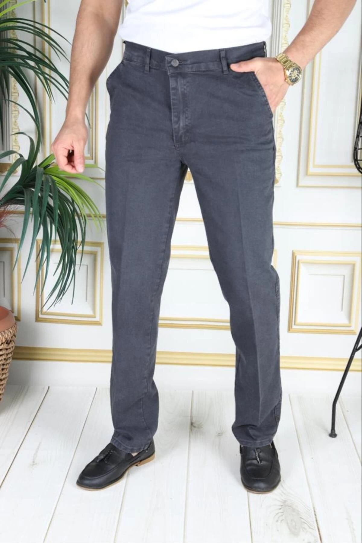 Klasik Kesim Füme Likralı Erkek Yan Cepli Klasik Kot Pantolon Baba Pantolonu Phantom Jeans By Small