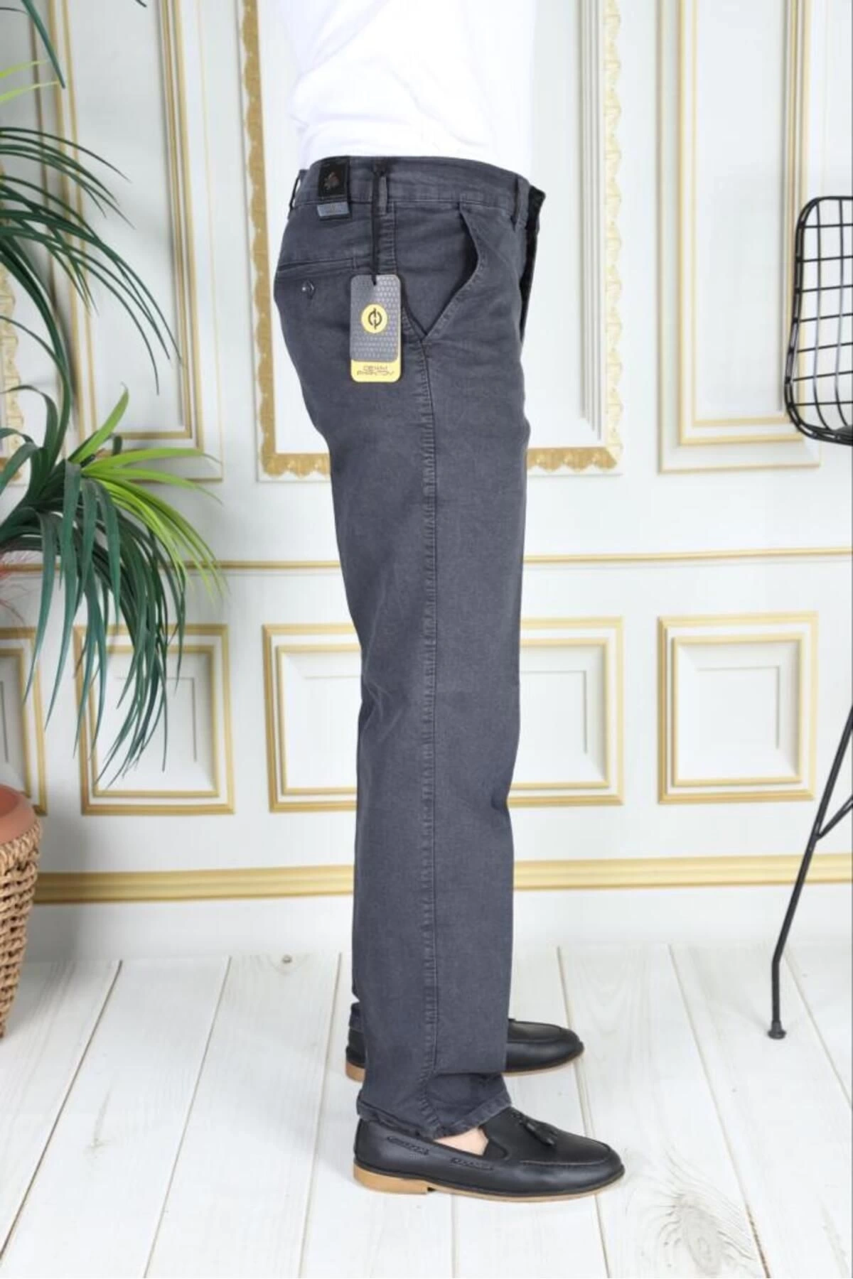 Klasik Kesim Füme Likralı Erkek Yan Cepli Klasik Kot Pantolon Baba Pantolonu Phantom Jeans By Small