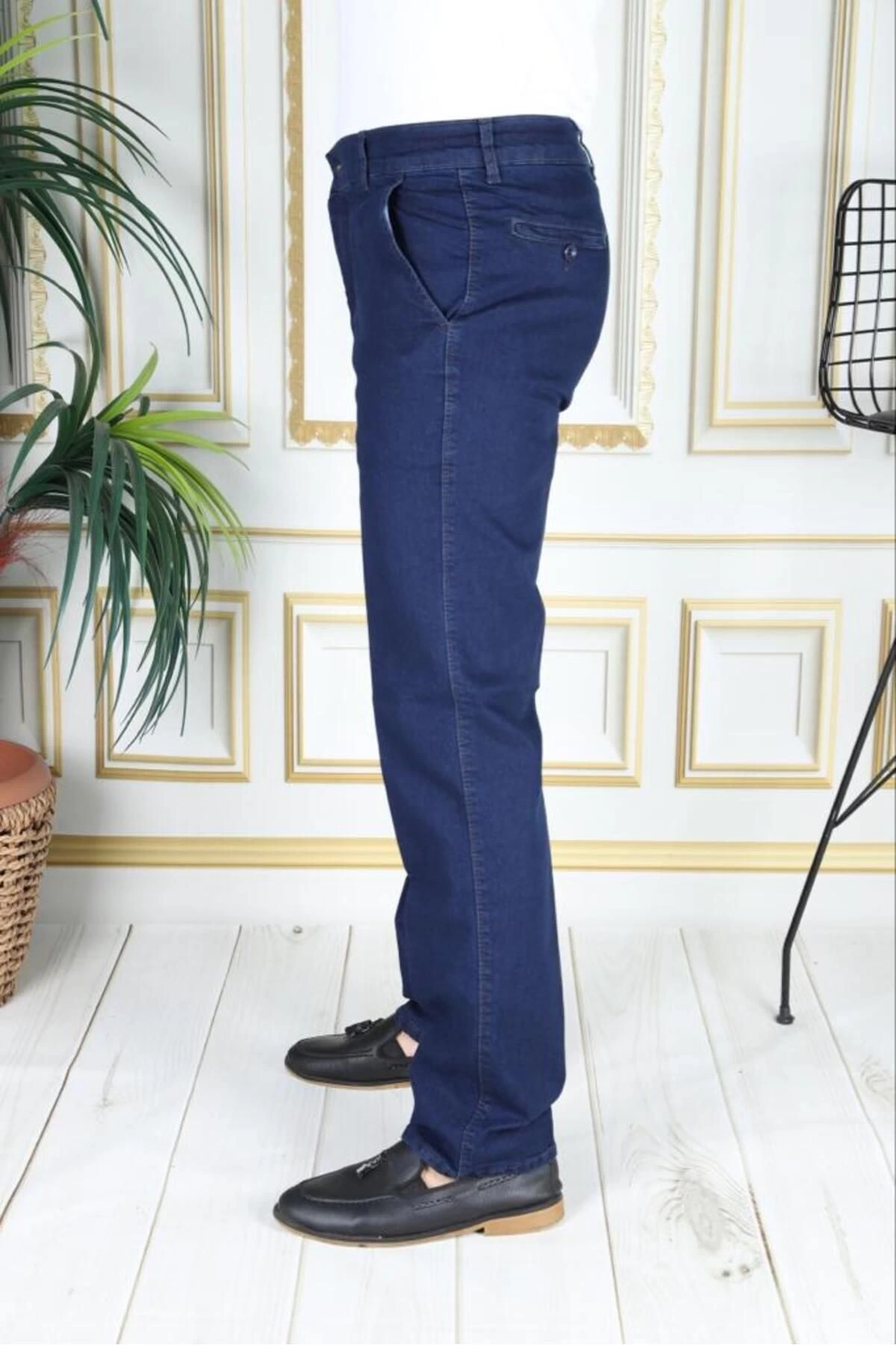 Klasik Kesim Mavi Likralı Erkek Yan Cepli Klasik Kot Pantolon Baba Pantolonu Phantom Jeans By Small