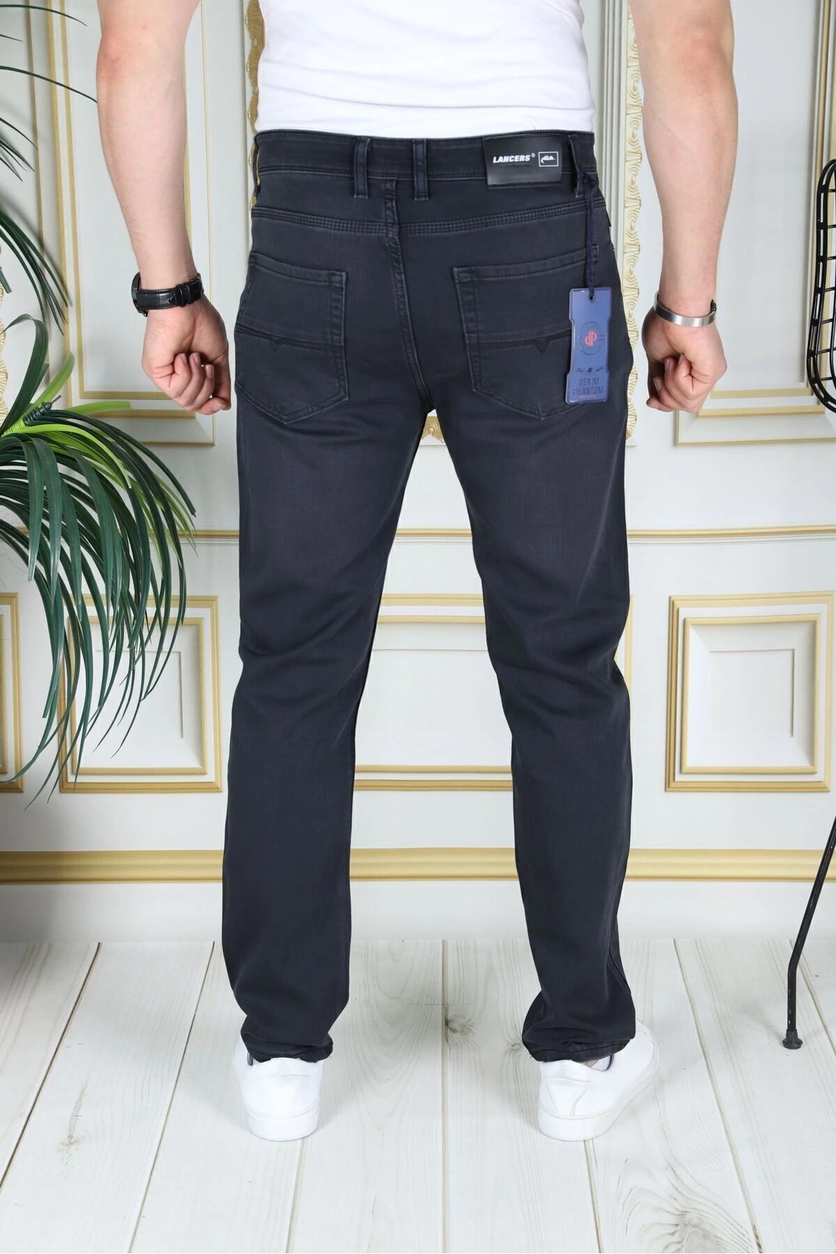 Erkek Antrasit Üstten Cepli Armürlü Regular Fit Rahat Kesim Esnek Chino Keten/kanvas Koton Pantolon