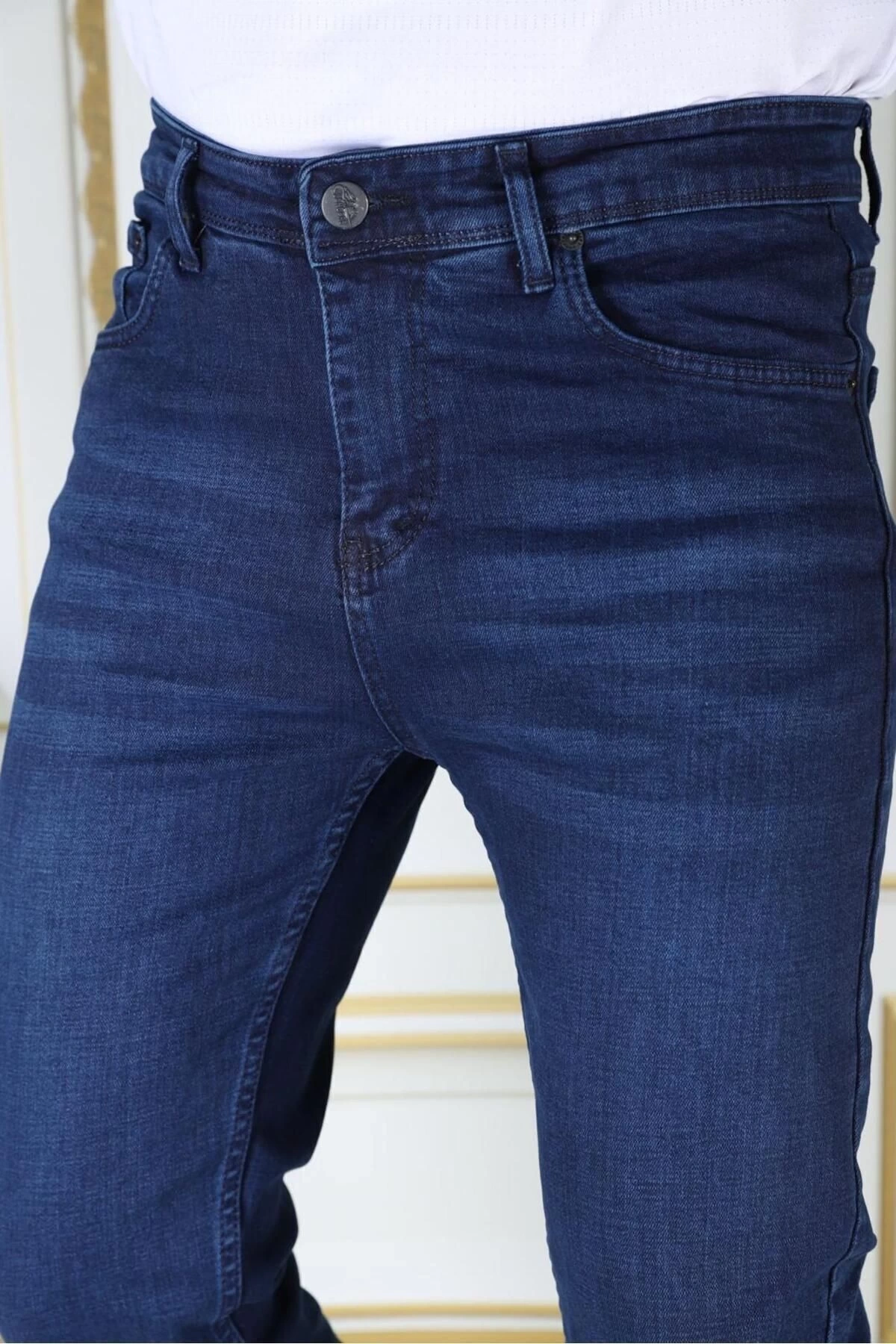 Erkek Mavi Renk Regular Fit Rahat Kesim Esnek Likralı Denim Jeans Şık Kot Pantolon