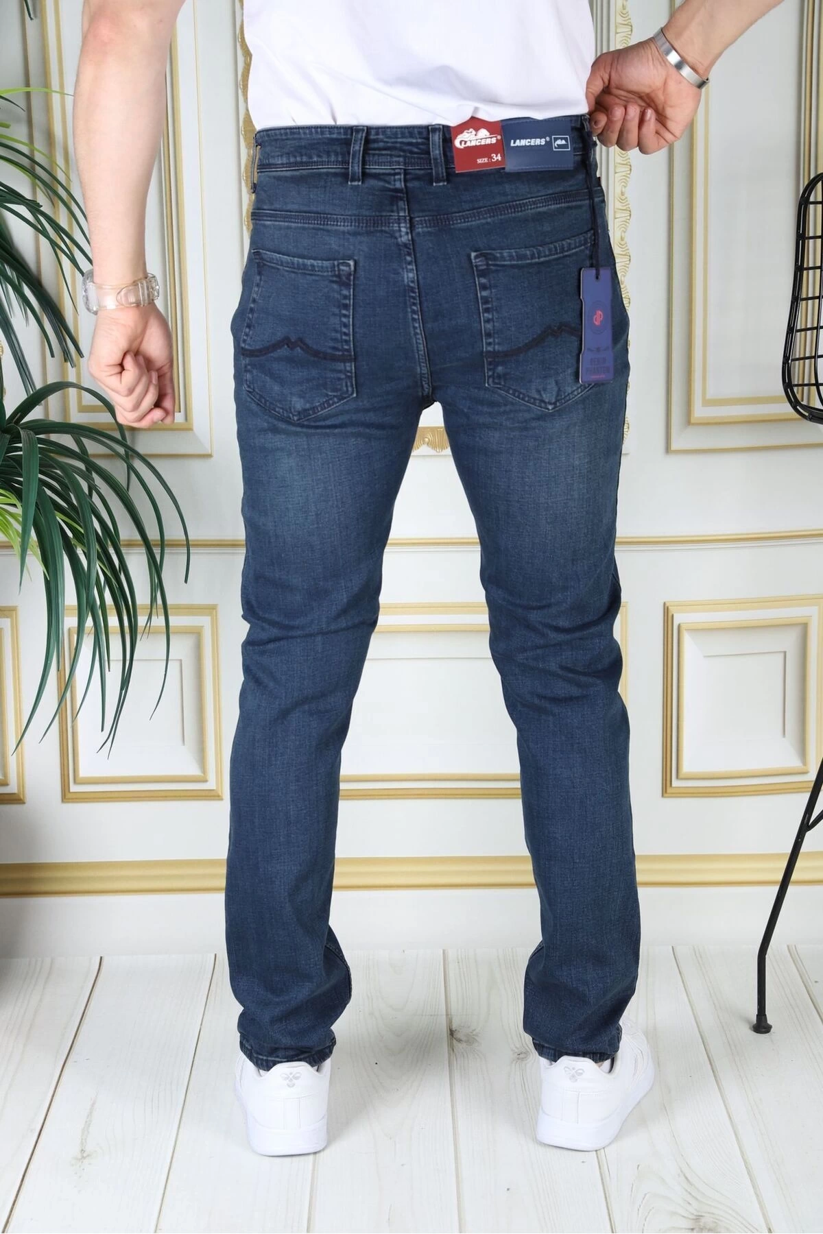 Erkek Paslı Mavi Regular Fit Rahat Kesim Esnek Likralı Denim Jeans Şık Kot Pantolon