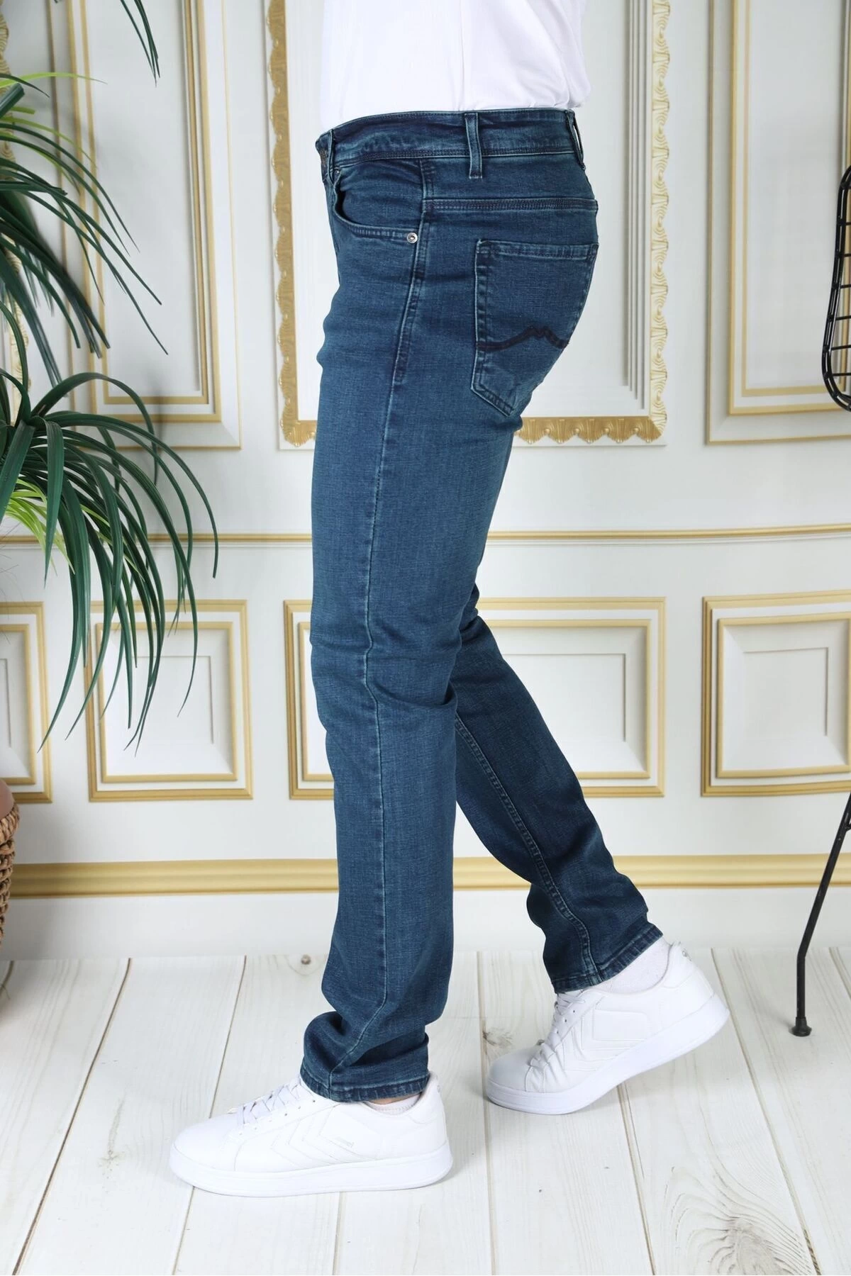 Erkek Tint Yeşili Regular Fit Rahat Kesim Esnek Likralı Denim Jeans Şık Kot Pantolon