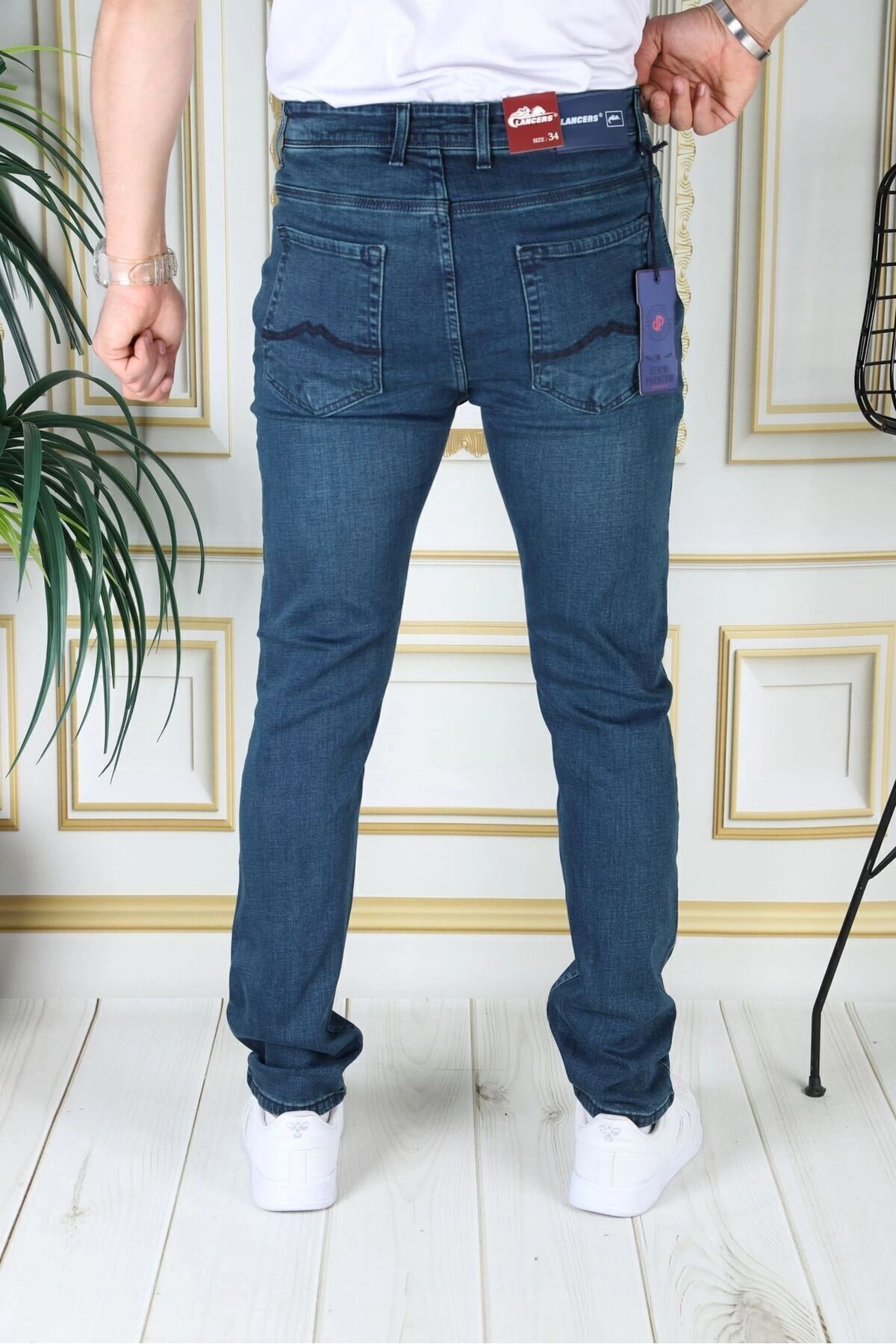 Erkek Tint Yeşili Regular Fit Rahat Kesim Esnek Likralı Denim Jeans Şık Kot Pantolon
