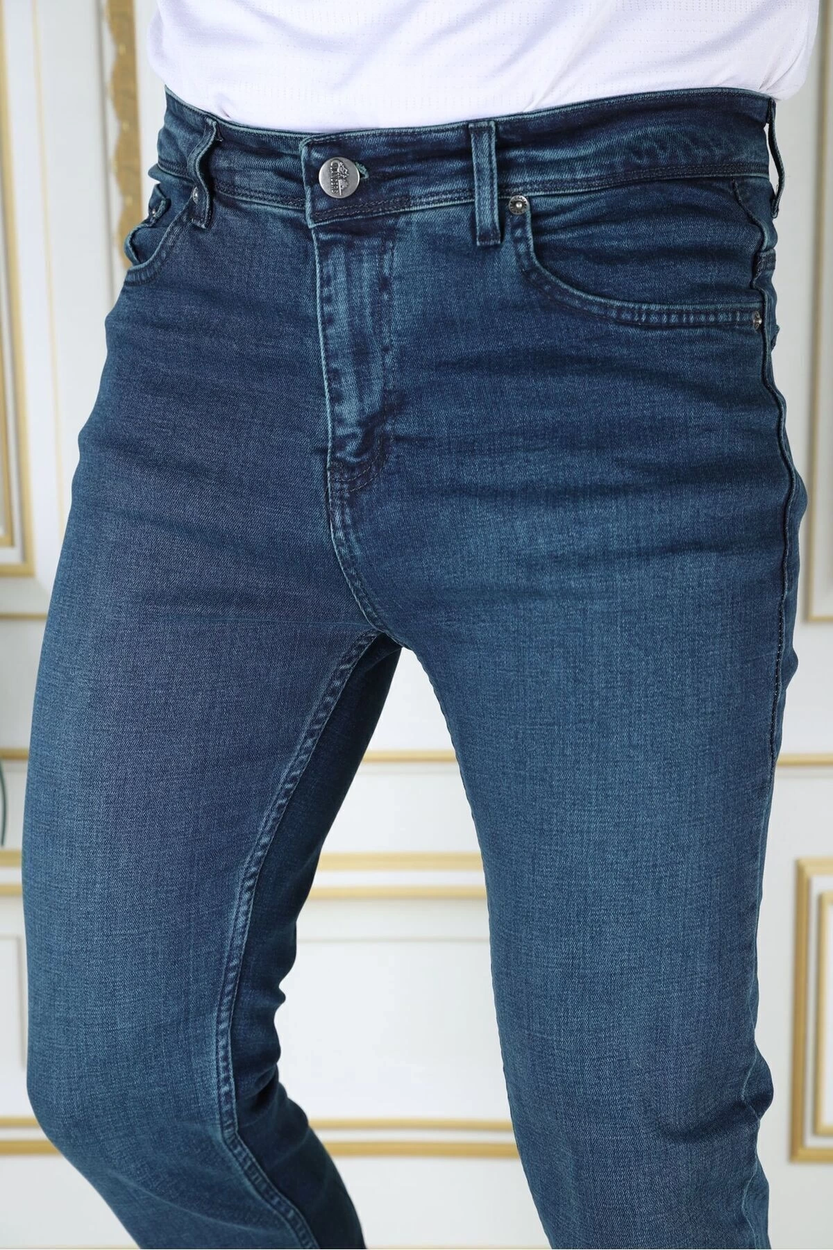 Erkek Tint Yeşili Regular Fit Rahat Kesim Esnek Likralı Denim Jeans Şık Kot Pantolon