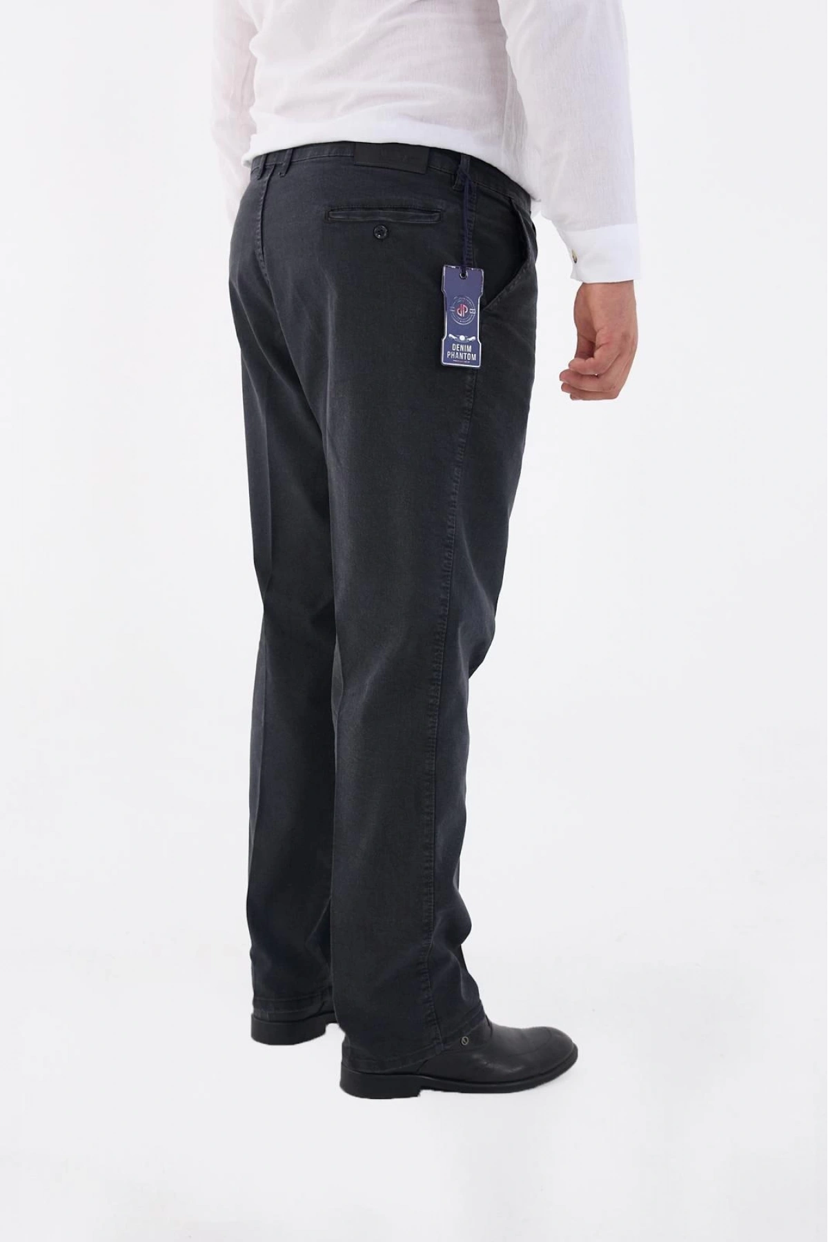 Füme Büyük Beden Erkek Likralı Battal Yüksek Bel Kot Pantolon Rahat Kesim Jean Denim