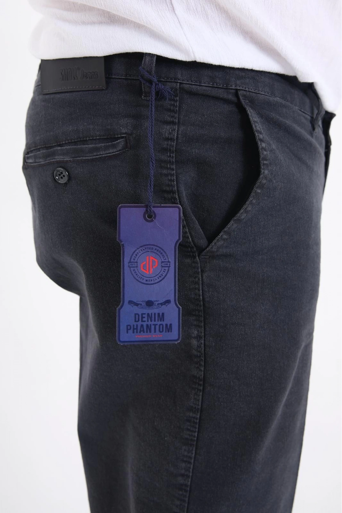 Füme Büyük Beden Erkek Likralı Battal Yüksek Bel Kot Pantolon Rahat Kesim Jean Denim