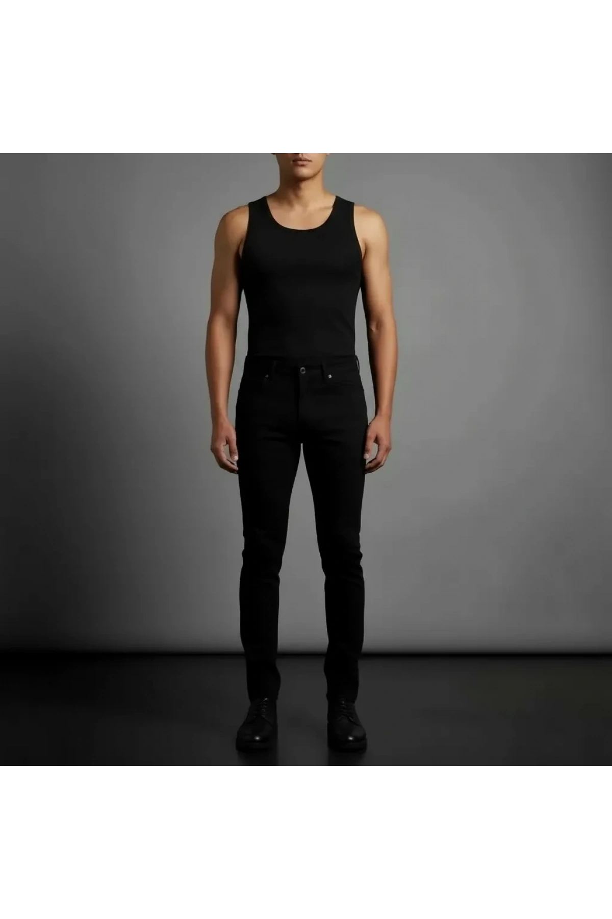 Erkek Siyah Slim Fit Likralı Boru Paça Jeans Kot Pantolon