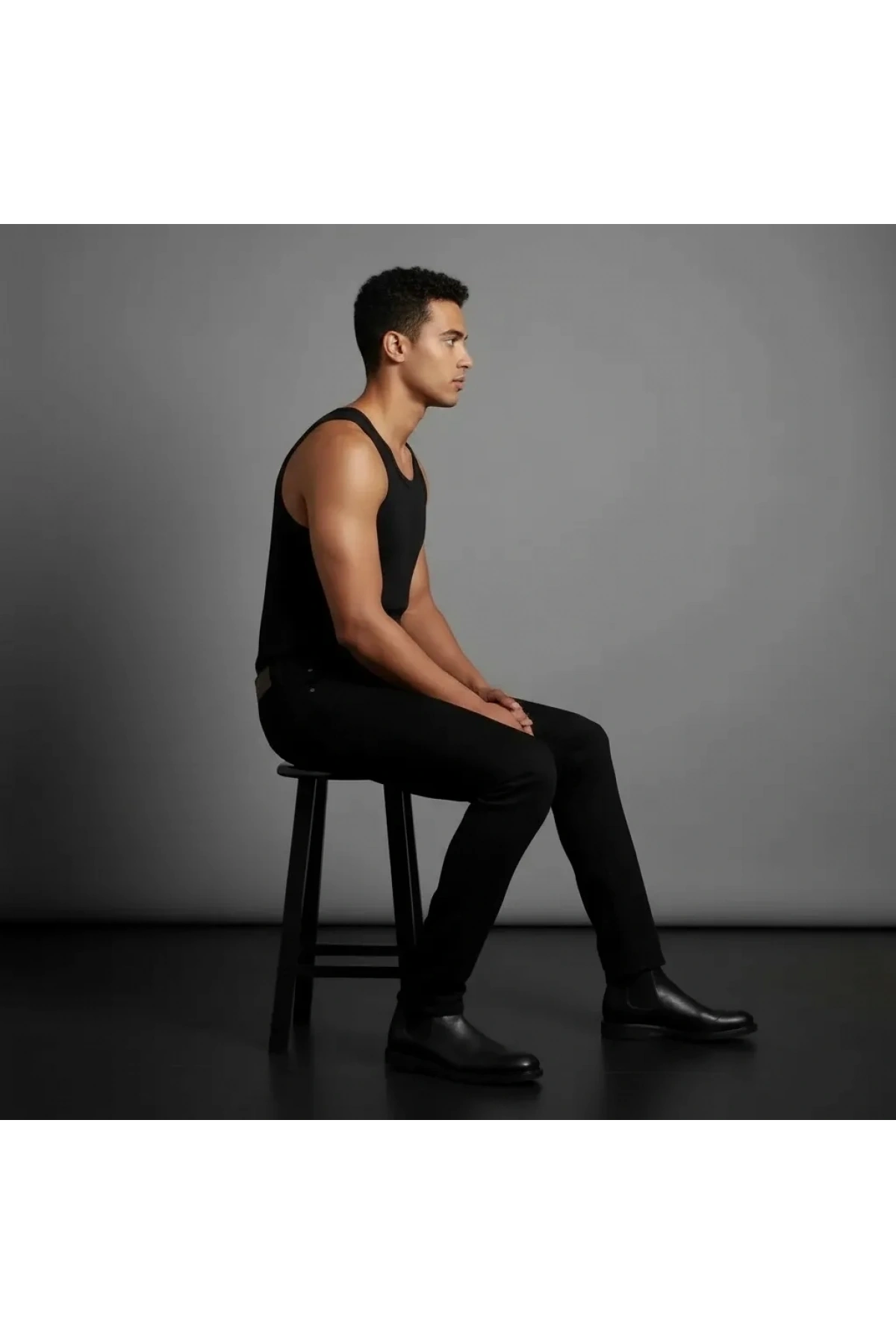 Erkek Siyah Slim Fit Likralı Boru Paça Jeans Kot Pantolon