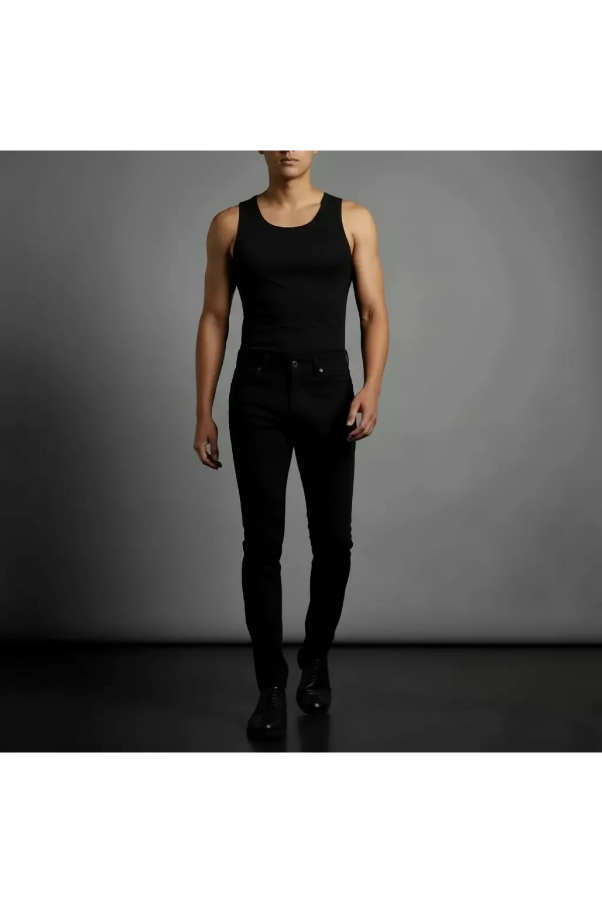 Erkek Siyah Slim Fit Likralı Boru Paça Jeans Kot Pantolon