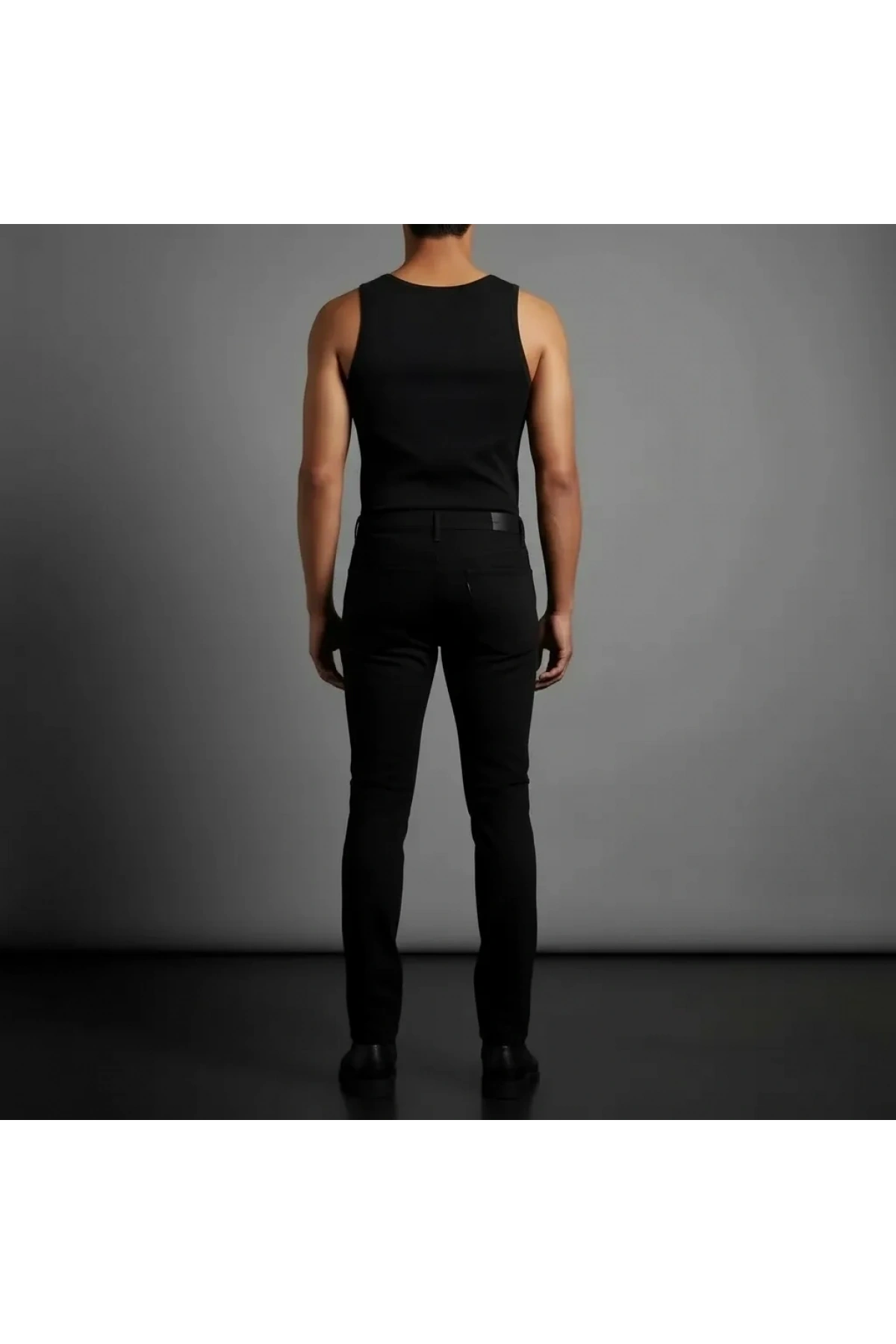 Erkek Siyah Slim Fit Likralı Boru Paça Jeans Kot Pantolon