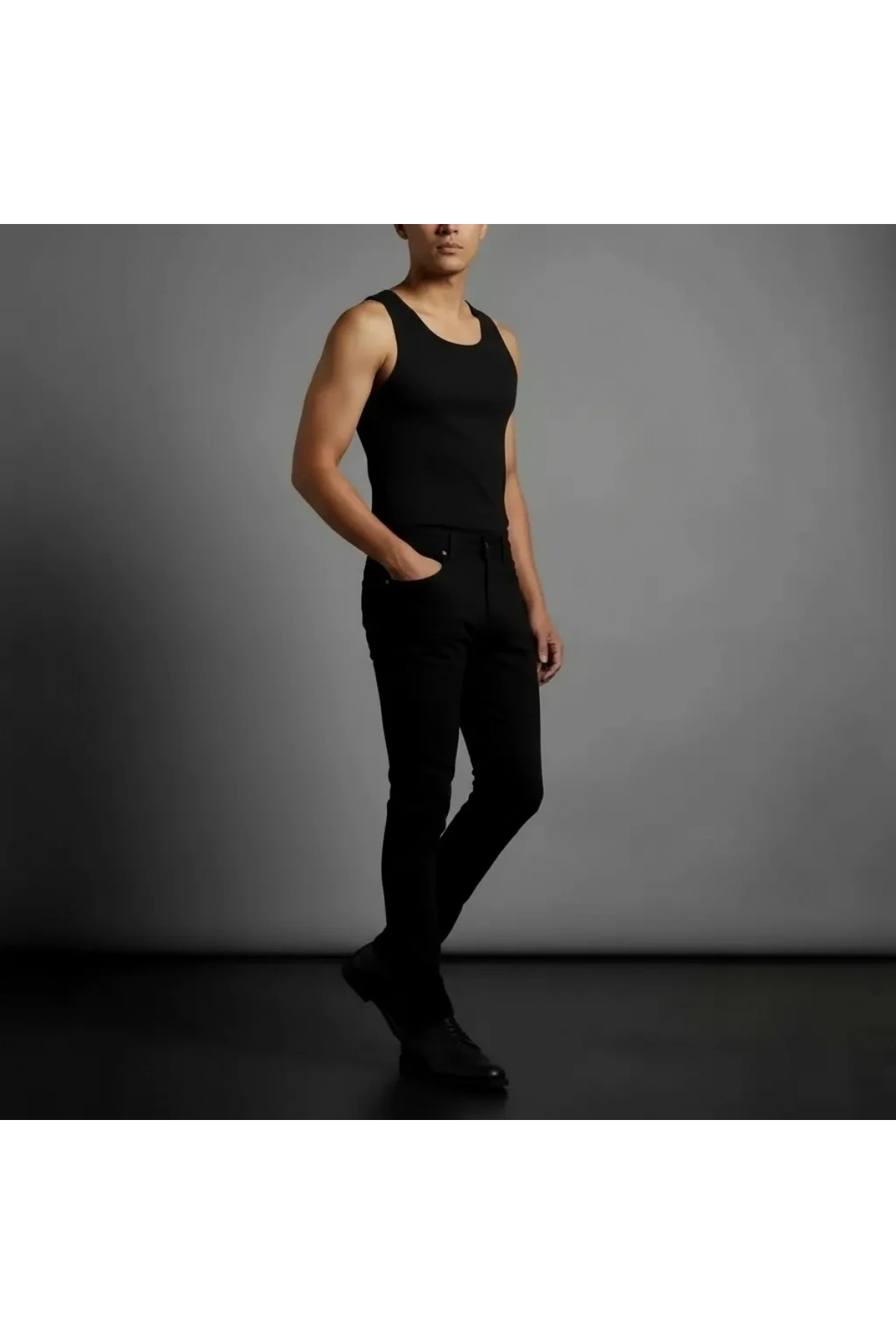 Erkek Siyah Slim Fit Likralı Boru Paça Jeans Kot Pantolon