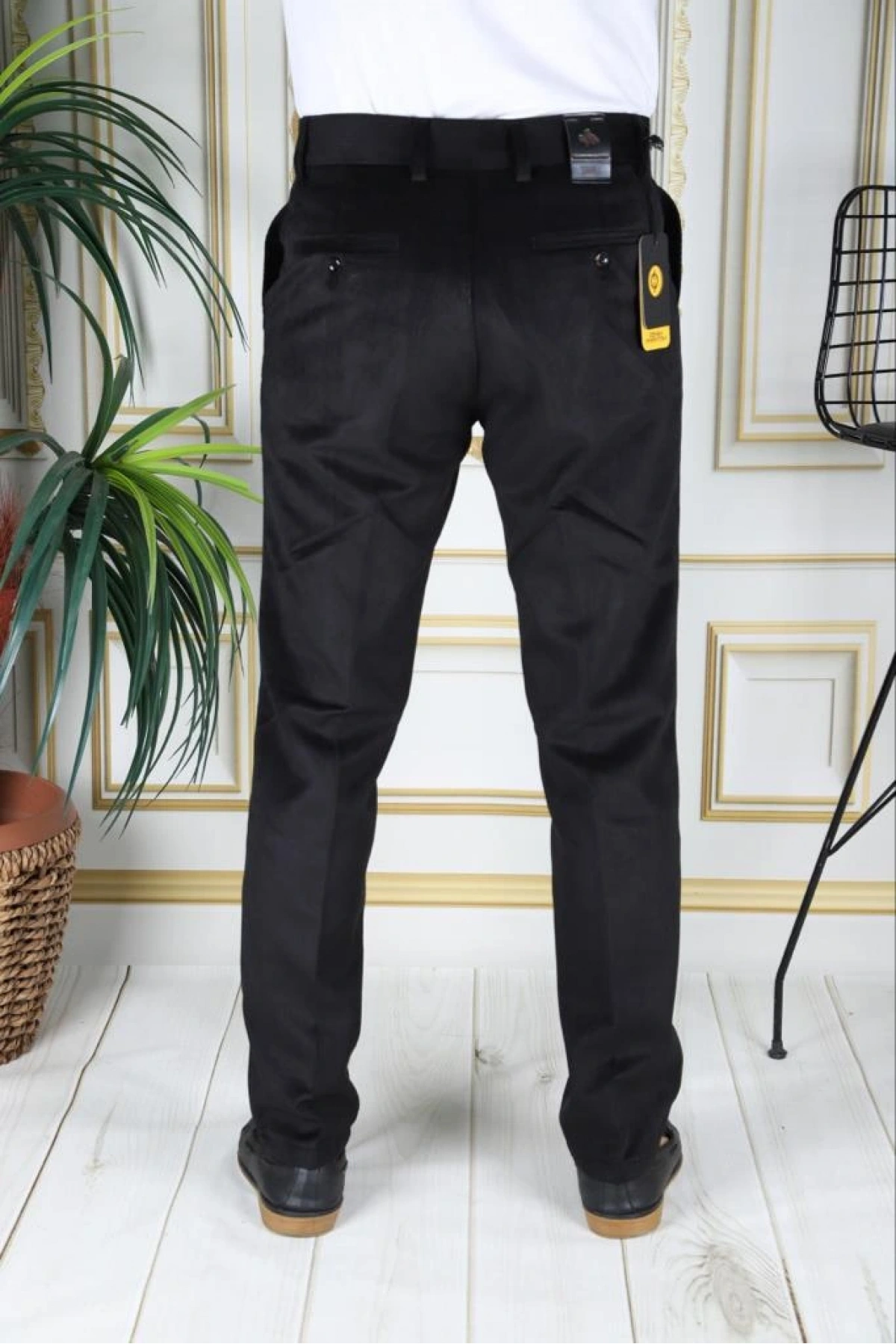 Siyah Polarlı Kadife Pantolon Esnek Kalın Fitil Klasik Kesim Yan Cepli Astarlı Phantom Jeans