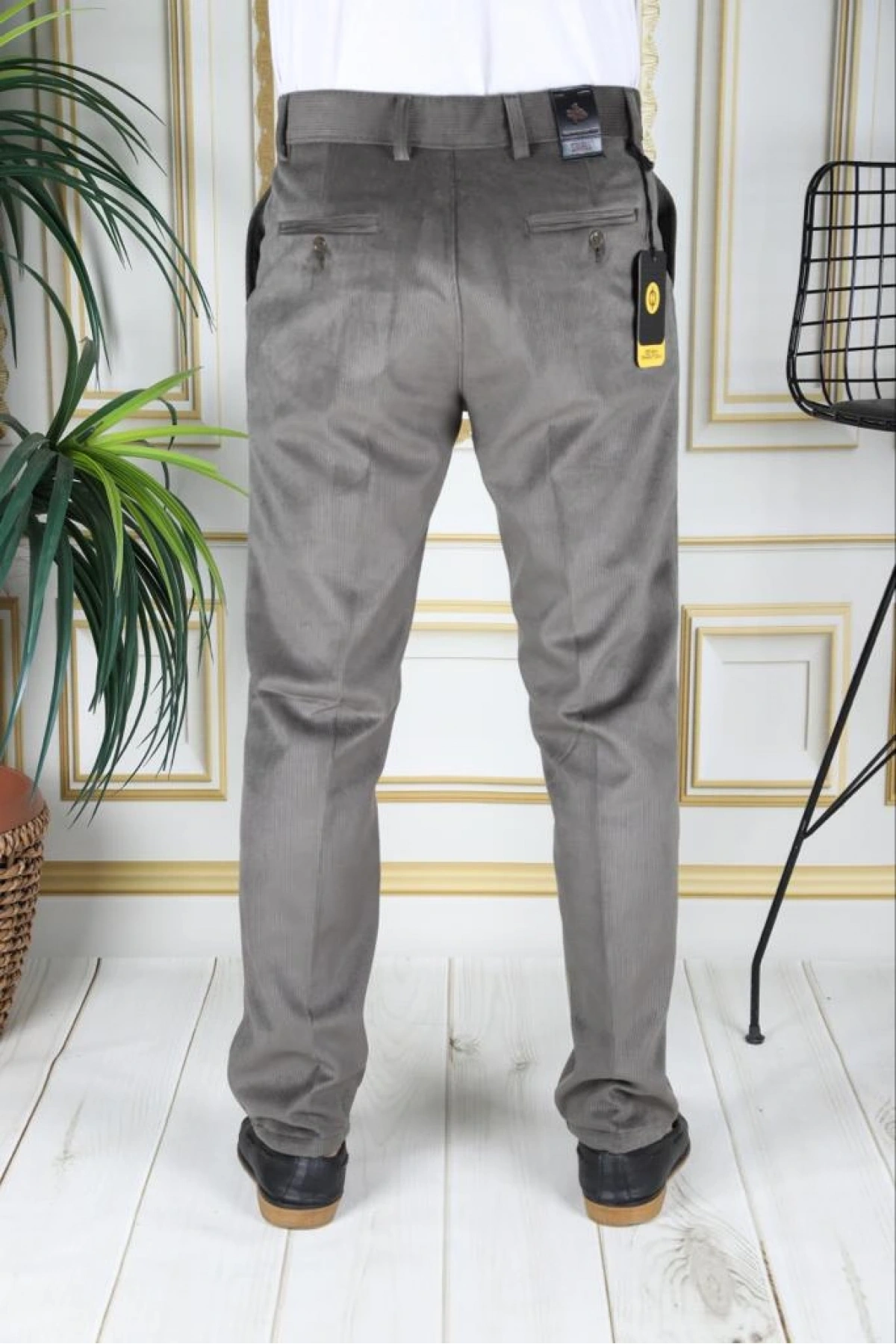 Su Yeşili Polarlı Kadife Pantolon Esnek Kalın Fitil Klasik Kesim Yan Cepli Astarlı Phantom Jeans