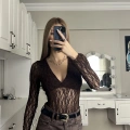 Kahverengi Dantel Detay  Bodysuit
