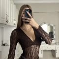 Kahverengi Dantel Detay  Bodysuit