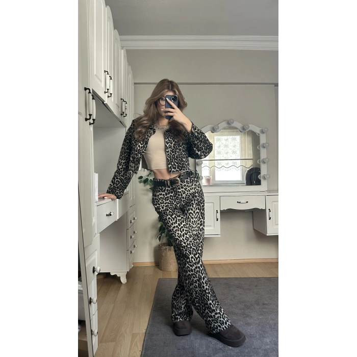 Leopar Crop Ceket