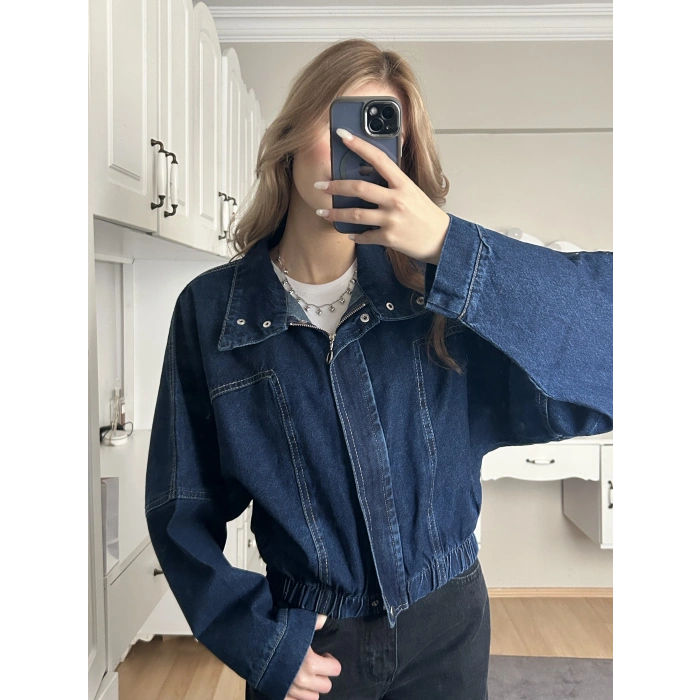 Koyu Mavi Oversize Kot Ceket