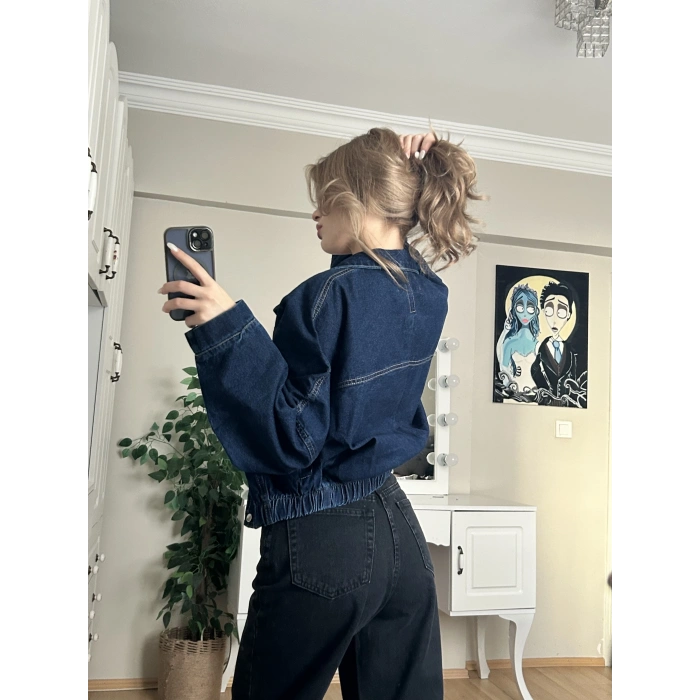 Koyu Mavi Oversize Kot Ceket