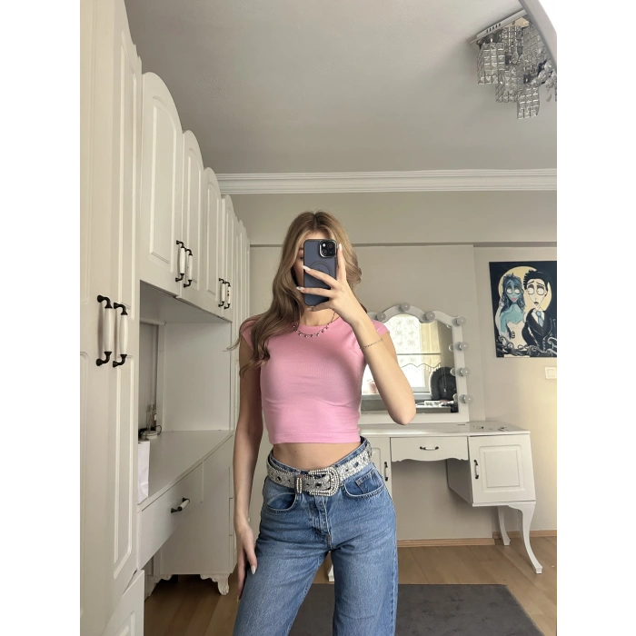 Beyaz Basic Crop Tshirt