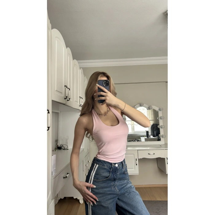 Pembe Boyundan Geçirmeli Crop